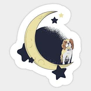 Cavalier King Charles Spaniel At The Moon Sticker